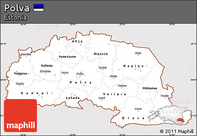 Classic Style Simple Map of Polva, cropped outside