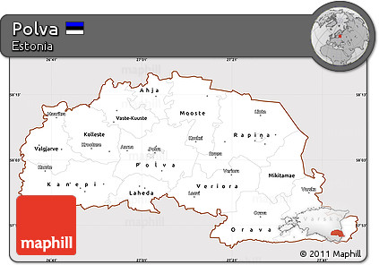 Classic Style Simple Map of Polva, cropped outside