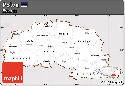 Classic Style Simple Map of Polva, cropped outside