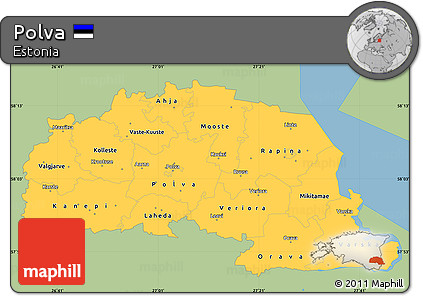 Savanna Style Simple Map of Polva, single color outside