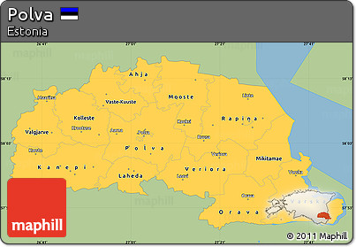 Savanna Style Simple Map of Polva, single color outside