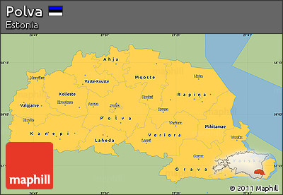 Savanna Style Simple Map of Polva, single color outside
