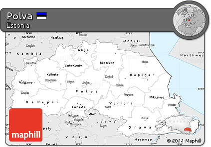 Silver Style Simple Map of Polva