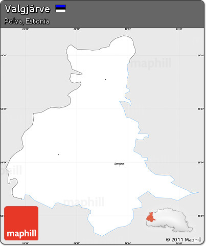 Silver Style Simple Map of Valgjärve, single color outside