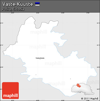 Silver Style Simple Map of Vaste-Kuuste, single color outside