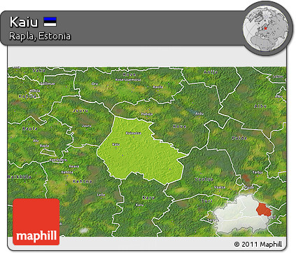 Physical 3D Map of Kaiu, satellite outside
