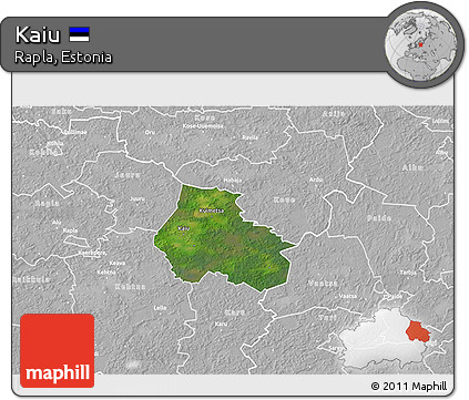 Satellite 3D Map of Kaiu, lighten, desaturated