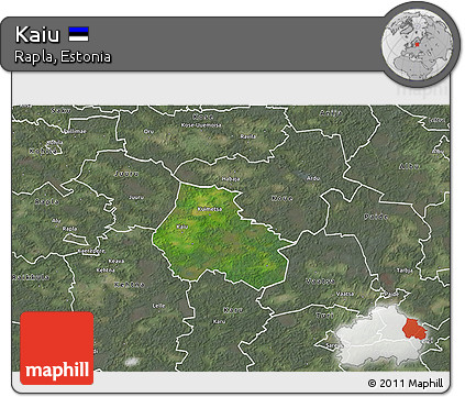 Satellite 3D Map of Kaiu, semi-desaturated