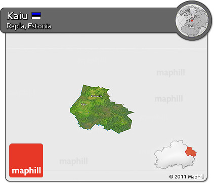 Satellite 3D Map of Kaiu, single color outside