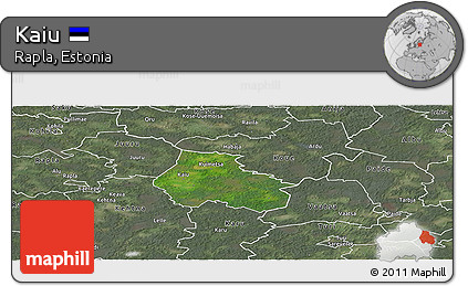 Satellite Panoramic Map of Kaiu, semi-desaturated