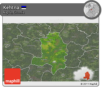 Satellite 3D Map of Kehtna, semi-desaturated