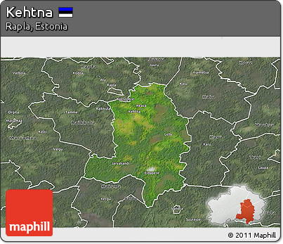 Satellite 3D Map of Kehtna, semi-desaturated