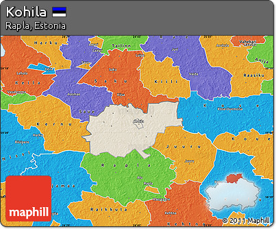 Shaded Relief Map of Kohila, political outside