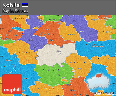 Shaded Relief Map of Kohila, political outside