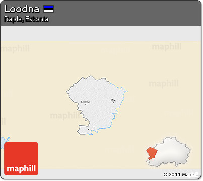 Classic Style 3D Map of Loodna, single color outside