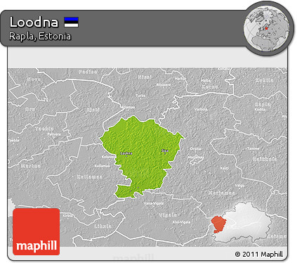 Physical 3D Map of Loodna, lighten, desaturated