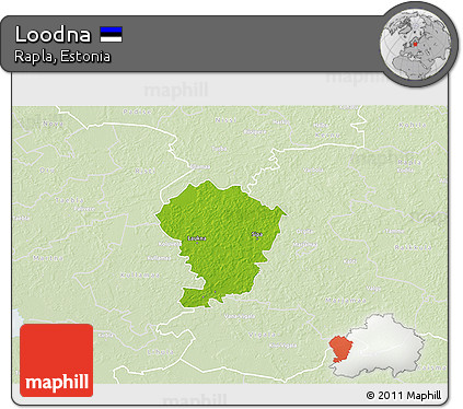 Physical 3D Map of Loodna, lighten