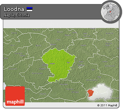 Physical 3D Map of Loodna, semi-desaturated