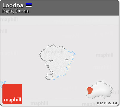 Silver Style 3D Map of Loodna, single color outside