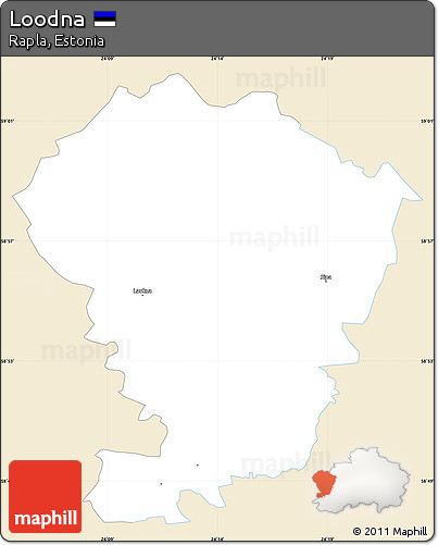 Classic Style Simple Map of Loodna, single color outside