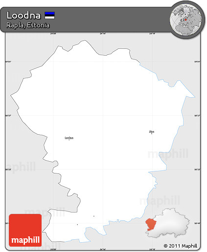 Silver Style Simple Map of Loodna, single color outside