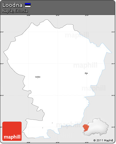 Silver Style Simple Map of Loodna, single color outside