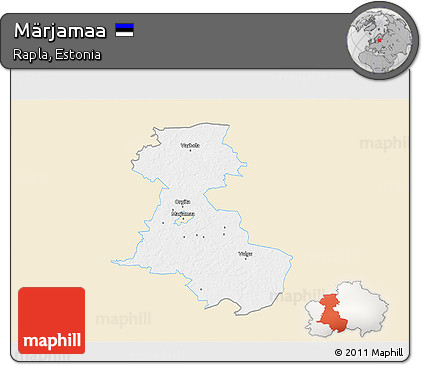 Classic Style 3D Map of Märjamaa, single color outside