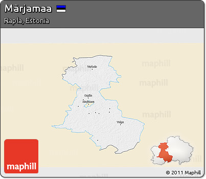 Classic Style 3D Map of Märjamaa, single color outside