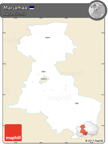 Classic Style Simple Map of Märjamaa, single color outside