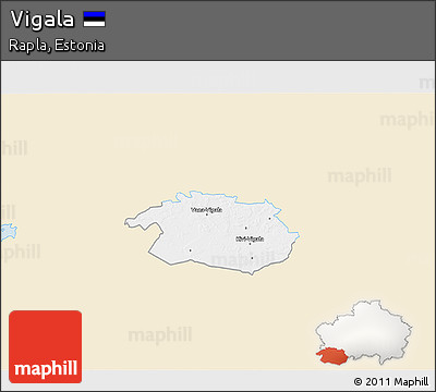Classic Style 3D Map of Vigala, single color outside