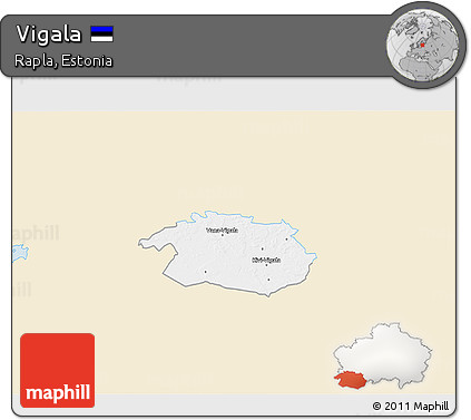 Classic Style 3D Map of Vigala, single color outside