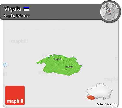Political 3D Map of Vigala, single color outside