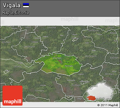 Satellite 3D Map of Vigala, semi-desaturated