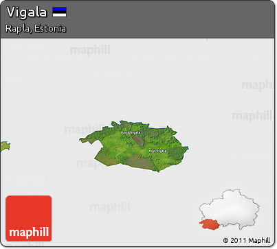 Satellite 3D Map of Vigala, single color outside