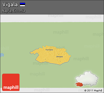 Savanna Style 3D Map of Vigala, single color outside