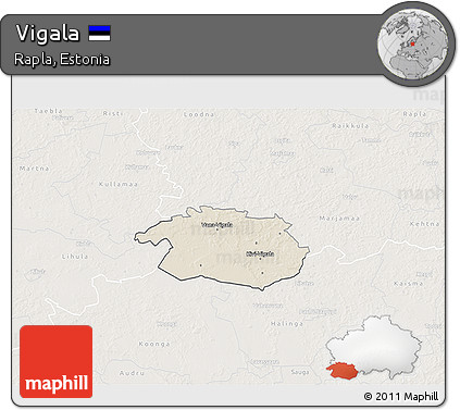 Shaded Relief 3D Map of Vigala, lighten