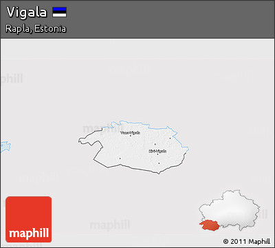 Silver Style 3D Map of Vigala, single color outside