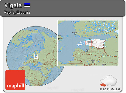 Savanna Style Location Map of Vigala, highlighted country, highlighted parent region, hill shading
