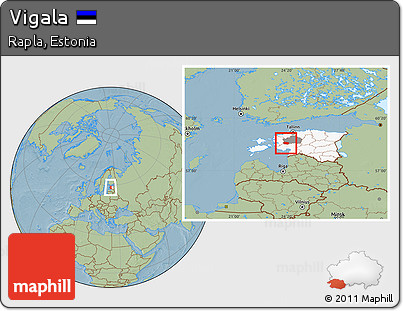 Savanna Style Location Map of Vigala, highlighted country, highlighted parent region, hill shading