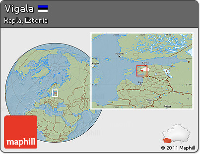 Savanna Style Location Map of Vigala, highlighted parent region, hill shading