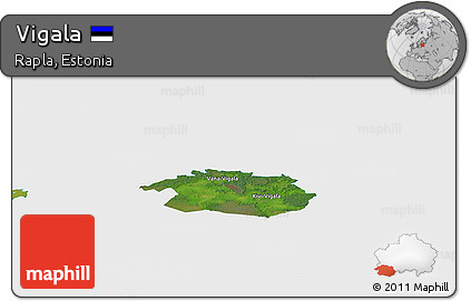 Satellite Panoramic Map of Vigala, single color outside