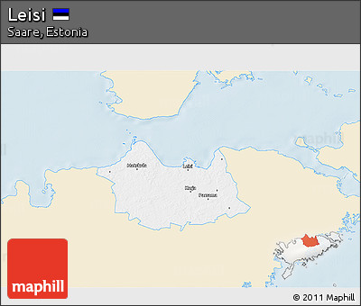 Classic Style 3D Map of Leisi, single color outside