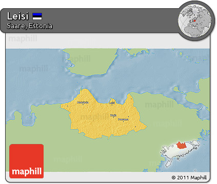 Savanna Style 3D Map of Leisi, single color outside