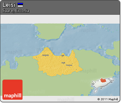 Savanna Style 3D Map of Leisi, single color outside