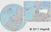 Gray Location Map of Leisi, highlighted country, highlighted parent region, hill shading