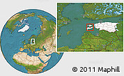 Satellite Location Map of Leisi, highlighted country