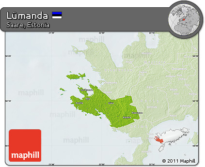 Physical Map of Lümanda, lighten