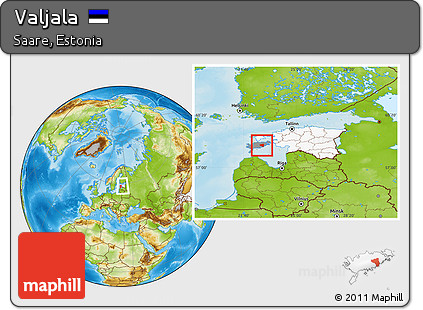 Physical Location Map of Valjala, highlighted country, highlighted parent region, within the entire country