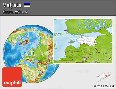 Physical Location Map of Valjala, highlighted country, highlighted parent region, within the entire country