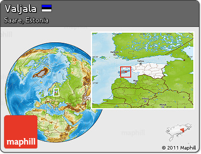 Physical Location Map of Valjala, highlighted country, highlighted parent region, within the entire country